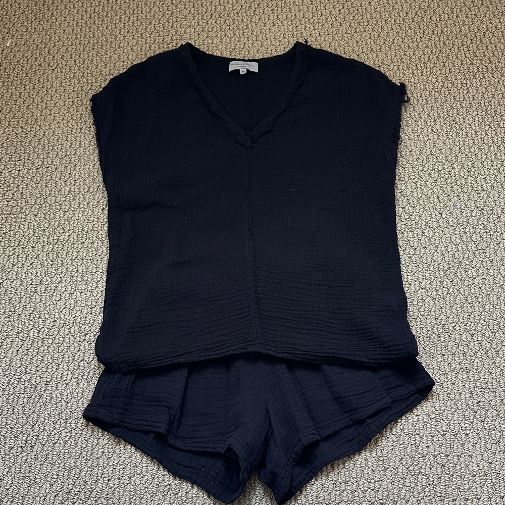 Michael Stars Black Gauze Set Sz XS GUC Draya Top and Peggy Short $196